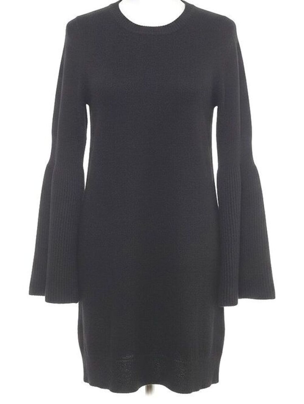 Michael Kors Collection Cashmere Bell Sleeve Black Sweater Dress Size L